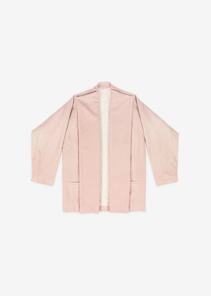 73. Herbal dyed pure woolen half jacket coat100% pure sheep's wool light melton. The color comes from a lac herbal dye.