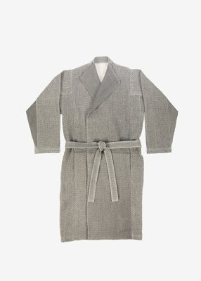 26. Edo-komon coat dressAn Edo-komon print reproduced from an original sample book of the later Edo-period. Made of dual-layered organic linen-wool fabric and the finest twilled linen-wool fabric. Different Edo-komon are printed on each fabric with Japanese ink on raw linen.