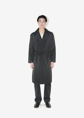 31. Twill-weave organic cotton trench coat and slacksConstructed with a minimal composition of planes.