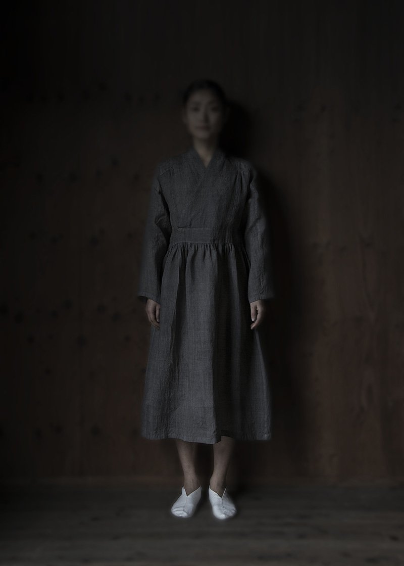 16. Karamushi work dress | wildflowerAll hand-sewn karamushi dress. Karamushi fabric is made from the fibers of karamushi vines. It is one of the oldest fiber crops, having been used to produce fabrics for the past six thousand years. The fabric is completed over many hand works by matured craftsmen. The natural gray color comes from a wildflower herbal dye.