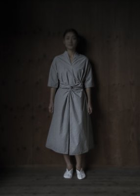 30. Organic cotton wrapped dress | heather grayCosmic Wonder's symbolic wrapped collection. Smooth dungaree fabric made from organic cotton two-fold yarn count of forty.