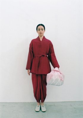 48.Silk cotton thin Haori Jacket, Silk cotton wrapped pantsCombine thin haori jacket of loan with broad haori jacket.