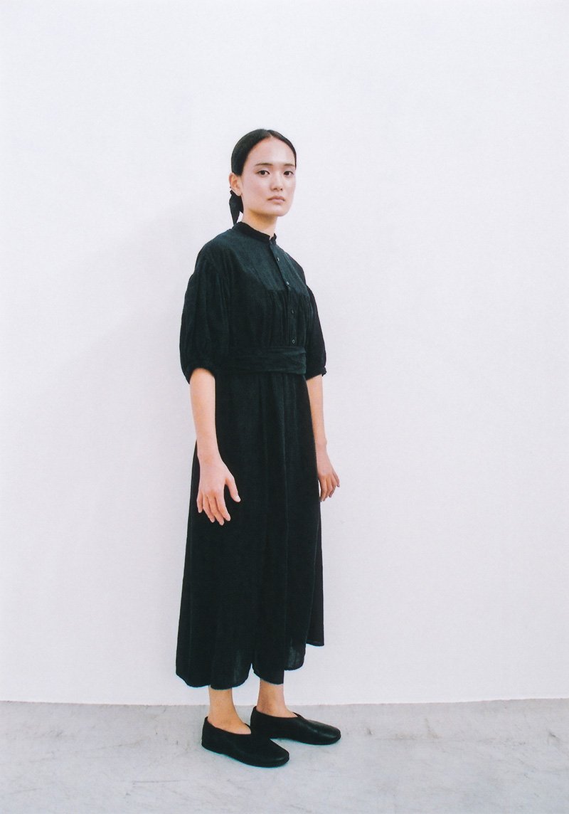 Khadi cotton mandarin collar dress