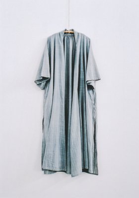 Khadi cotton Sumi-dyed gray short-sleeved haori cardigan