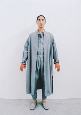 Organic cotton Lac and Catechu herbal dyed gray-moon haori work jacket