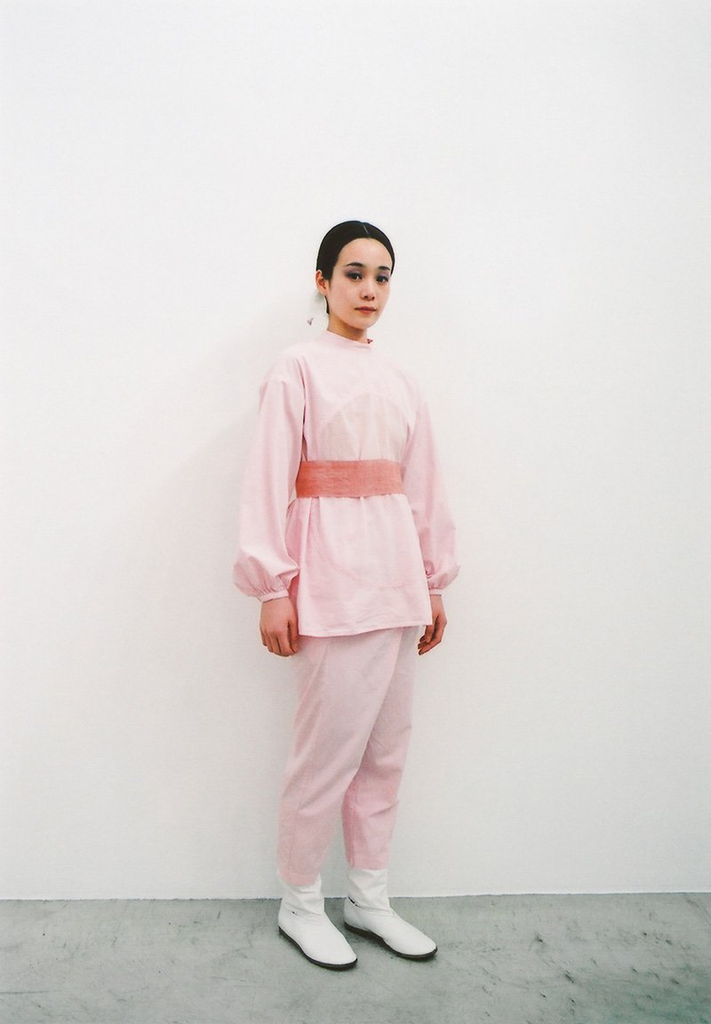 Beautiful mythic ceremony silk cotton lac herbal dyed rose aura colored circle indication pullover shirt and wrapped pants