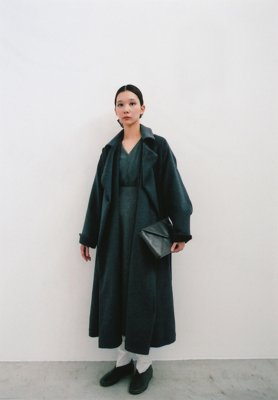 Angola beaver robe coat, Ancient folk ramie linen wool kimono shirt and Ancient folk wool skirt, Naturally tanned leather letter clutch