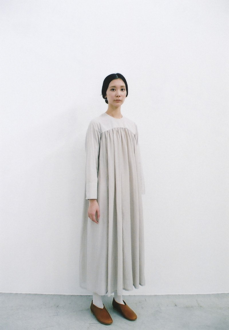 Beautiful silk cotton sand colored house dress