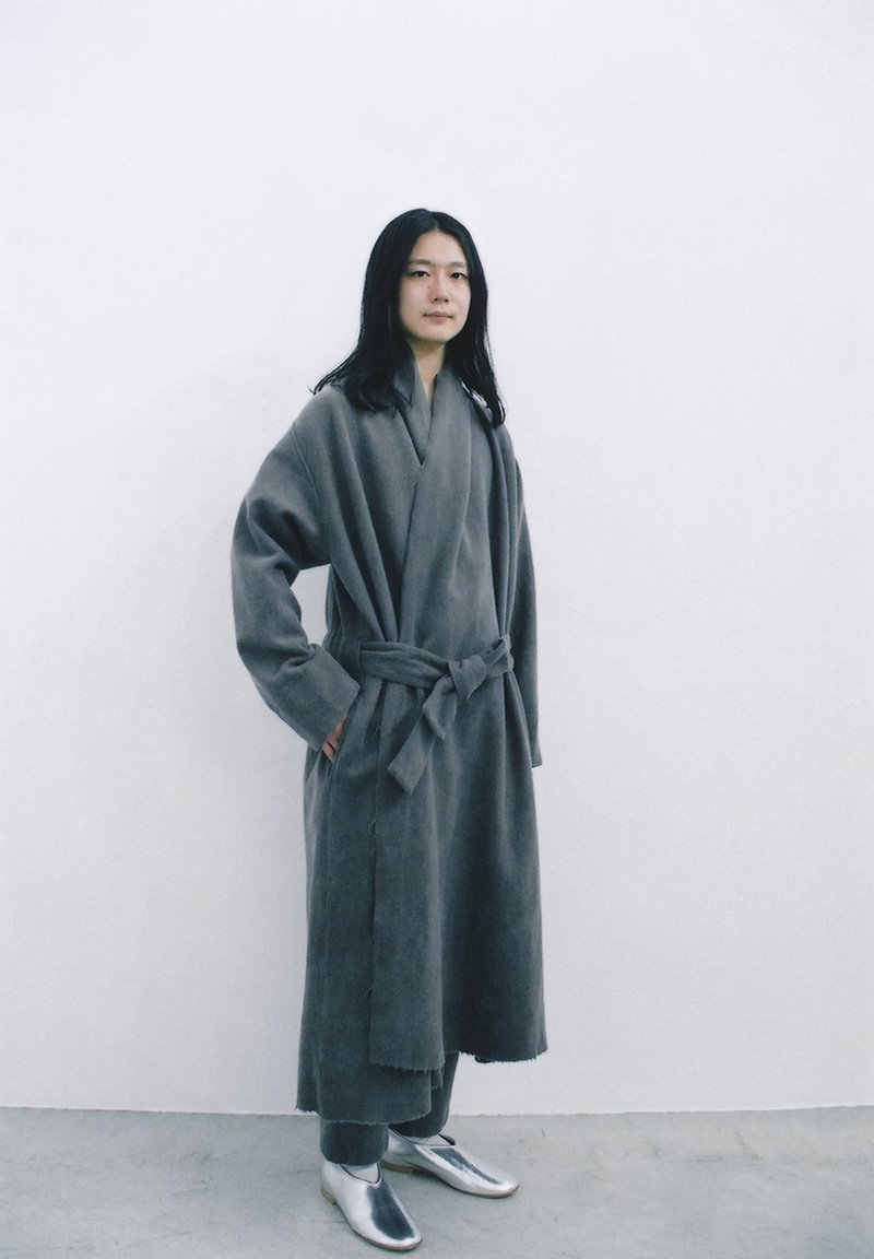 Beautiful Mud dyed wool ash colored haori robe