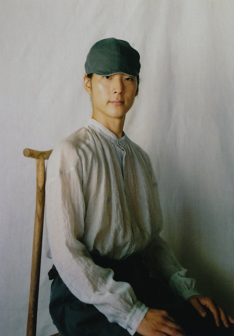 Silk cotton Celestial farmer shirt and Linen cap
