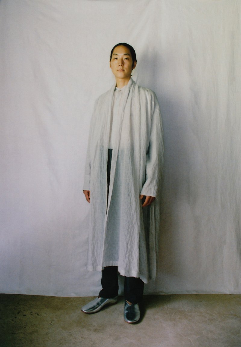Silk cotton Celestial haori robe and shirt, Silk & Linen wrapped pants