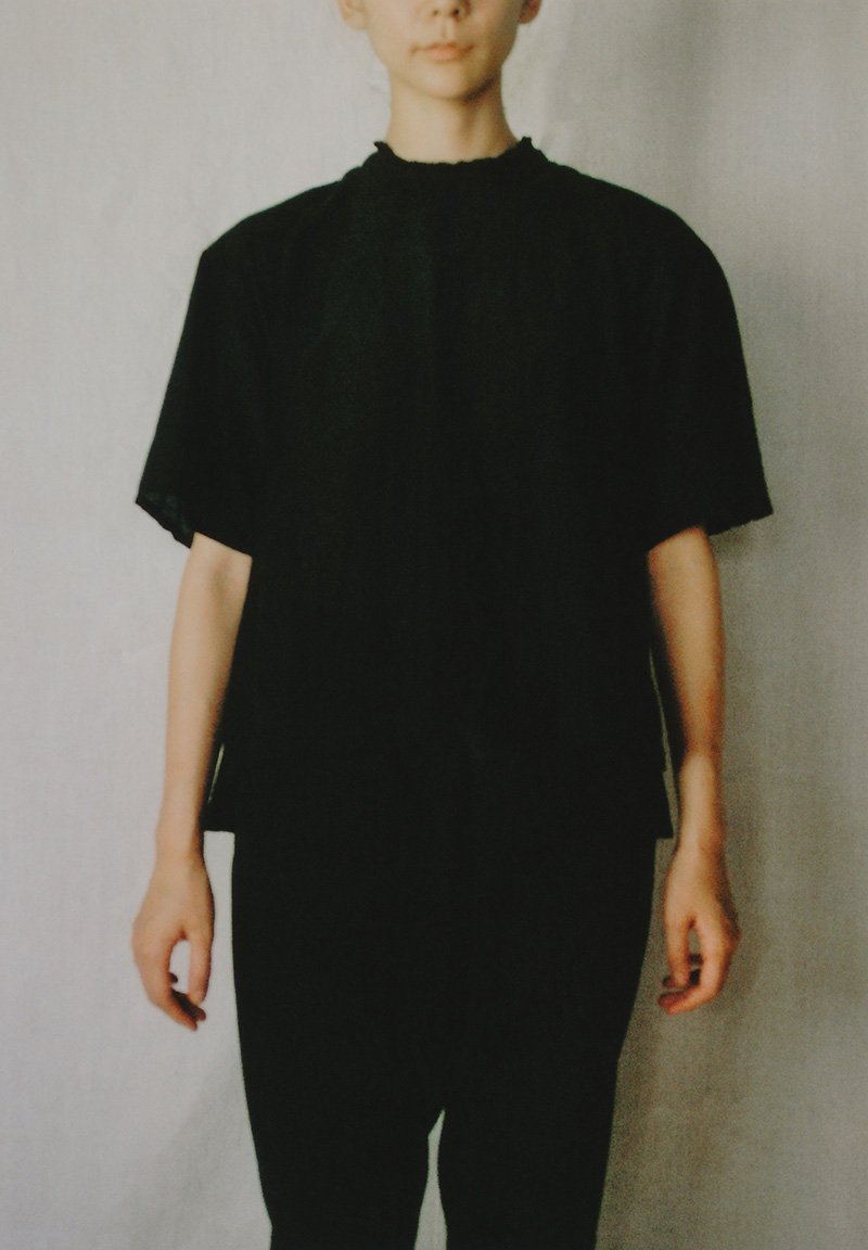 Beautiful silk cotton black colored necklace blouse