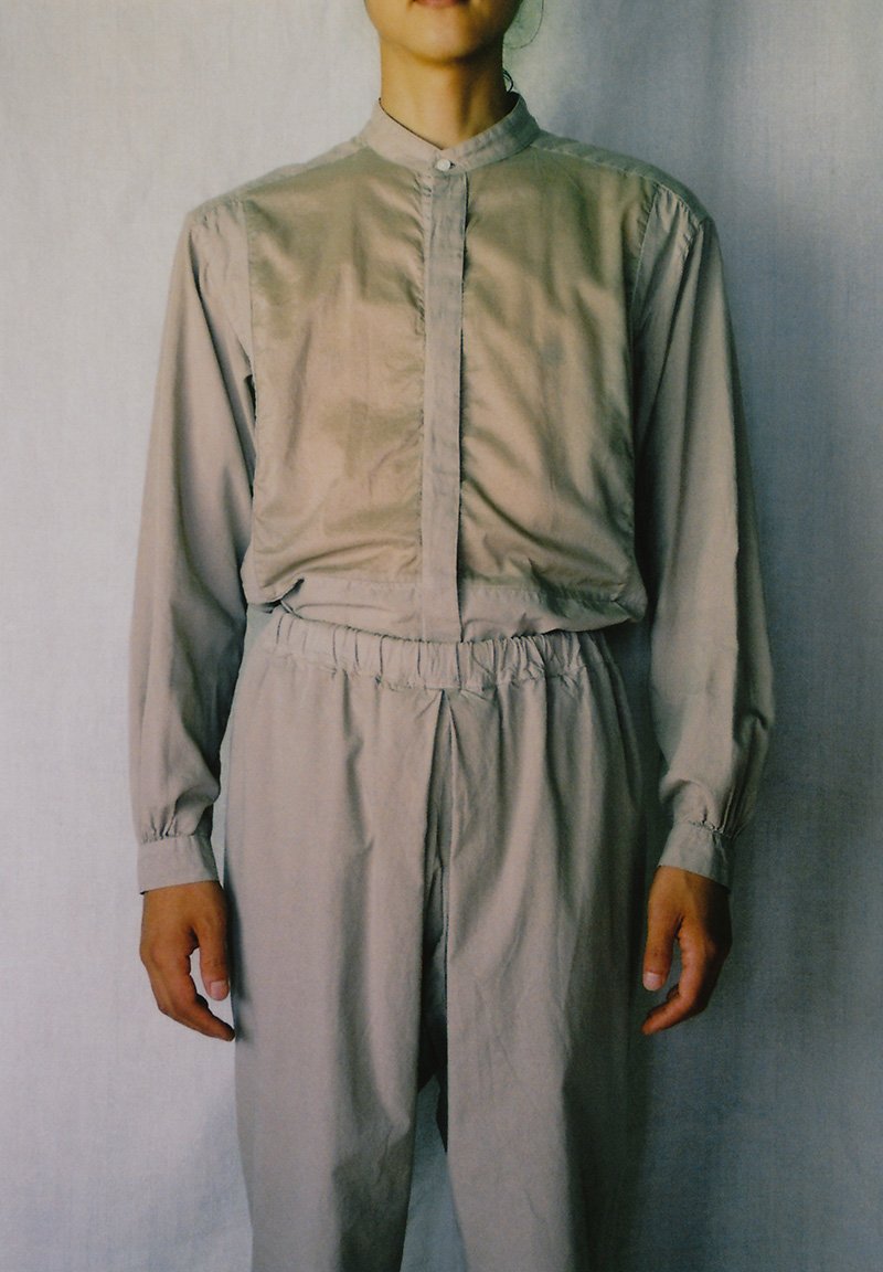 Organic cotton mud-dyed earthenware colored farmer shirt and tattuke