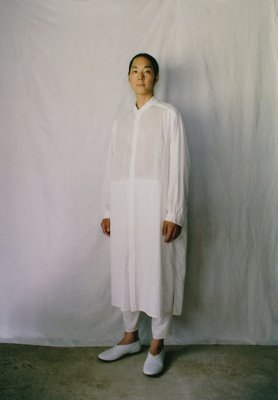 Organic cotton white colored Farmer shirt dress and tattuke