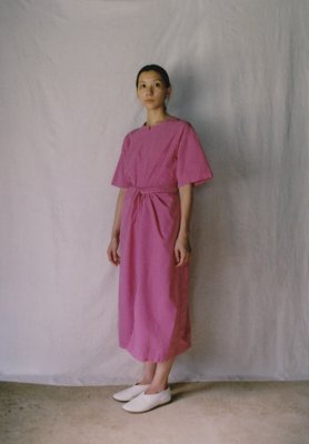 Organic cotton plum colored wrapped dress