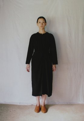Organic cotton mud-dyed earth soil colored long sleeves wrapped dress