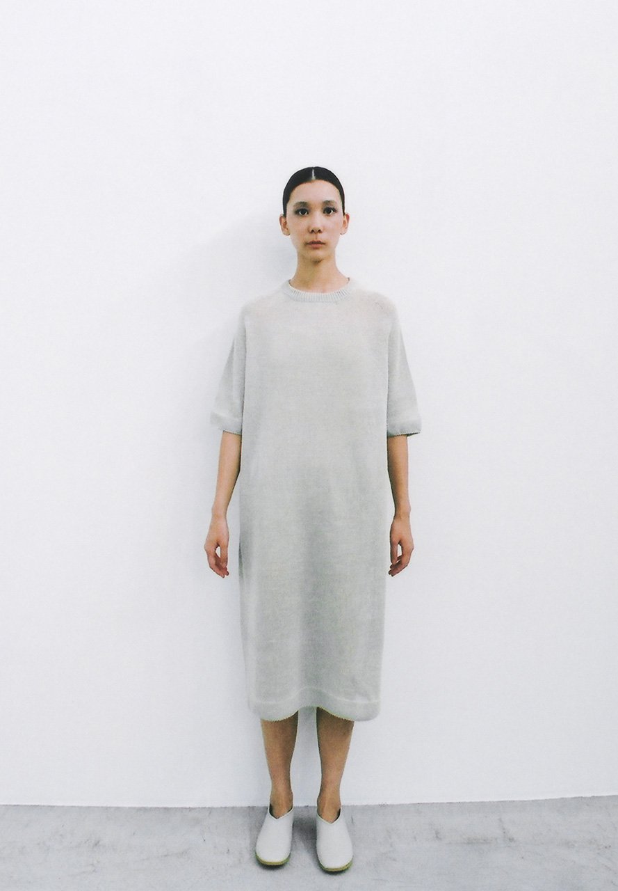 Silk linen wholegarment knit colored t-shirt dress