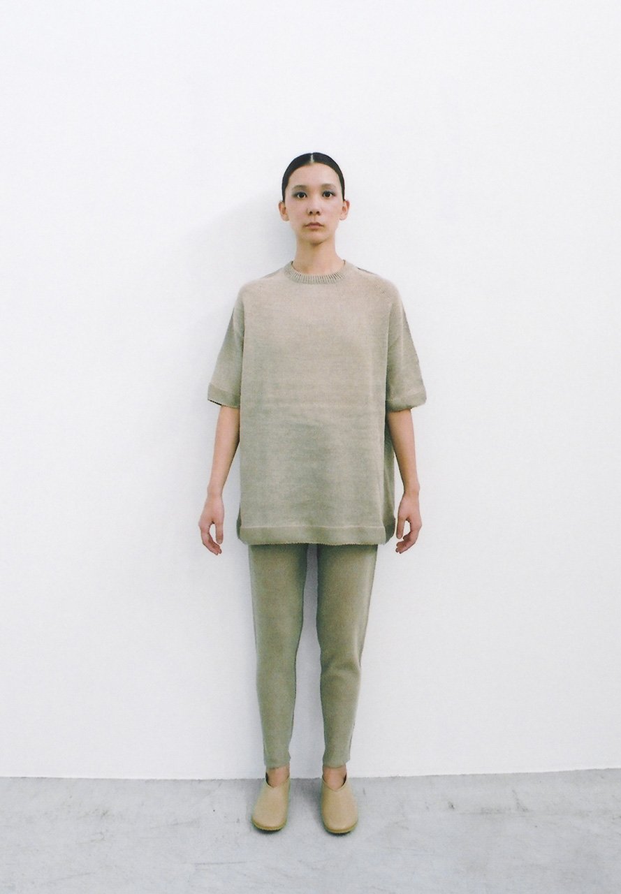 Silk linen wholegarment knit t-shirt and pants