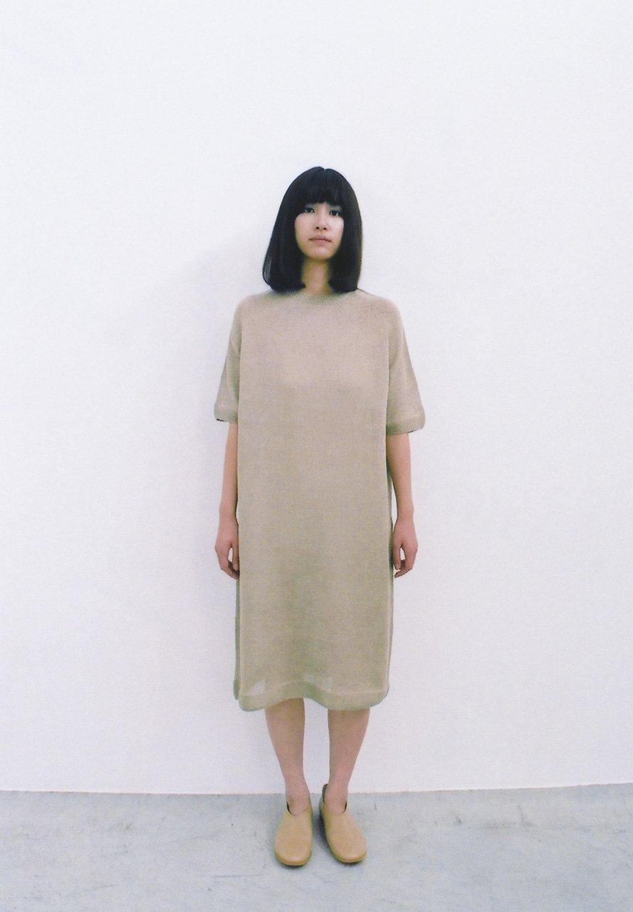 Silk linen wholegarment knit t-shirt dress