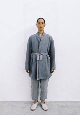 Beautiful belgium linen "Futaebaori" jacket and pants, Light leather first folk shoes