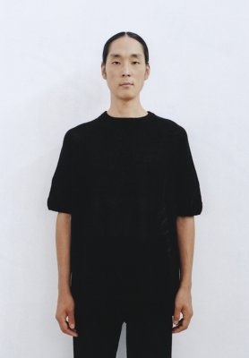 Silk linen wholegarment knit t-shirt
