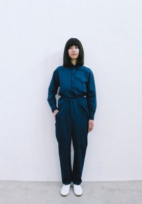 Beautiful organic cotton precious Ryukyu indigo dyed shirt and wrapped pants