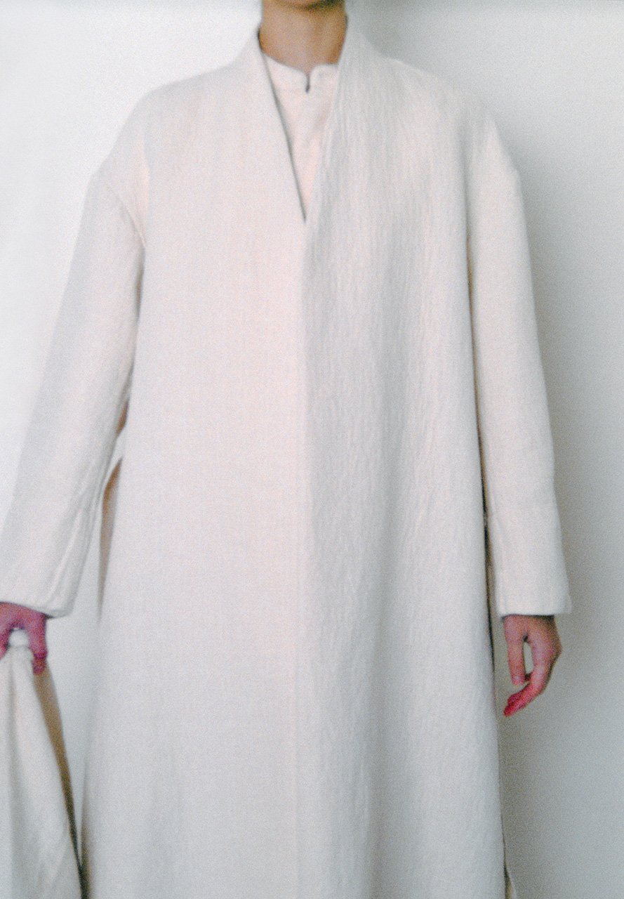 Flower of Life Sashiko unbleached haori coat and tsunobukuro