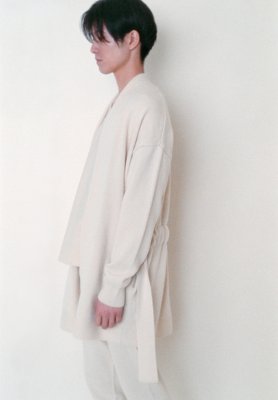 Tasmanian wool unbleached haori cardigan and sweater