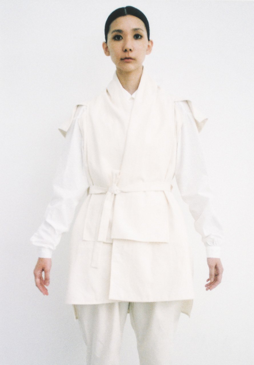 Hemp cotton noragi sleeveless haori