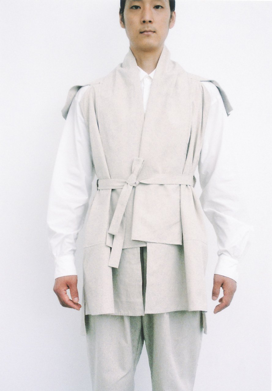 Hemp cotton noragi sleeveless haori