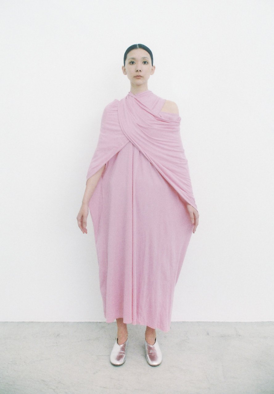 Organic cotton jersey lotus colored water-pumping dress