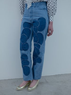 Scaled patchwork jeans