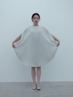 Silk paper grogram silver-quartz colored circle dress