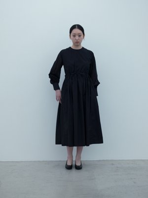 Suvin cotton broadcloth black-colored farmer dress