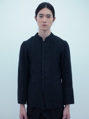 Cotton linen black-colored garabou work jacket