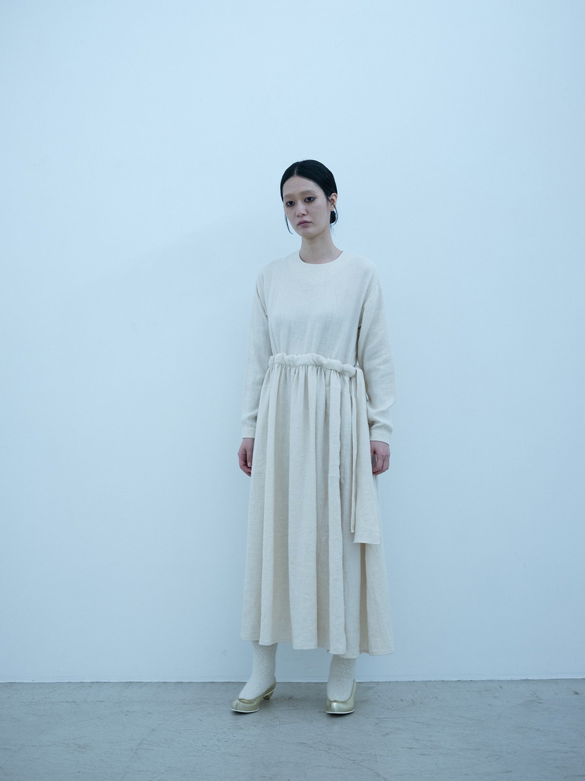Old linen wool twill farmer dress