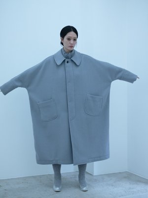 Herringbone shetland wool dolman sleeve coat, Cashmere Silk knit tenugui, Alpaca loop knit socks, Fulgent silver Koshin folk pumps