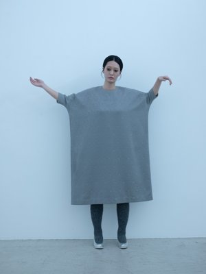 Arabesque silk wool dolman sleeve dress, Alpaca loop knit socks