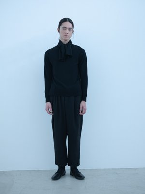 Cashmere Silk knit sweater and tenugui, Herringbone shetland wool winter folk pants