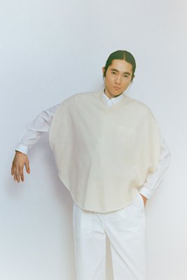 Tasmanian wool knitted circular vest.